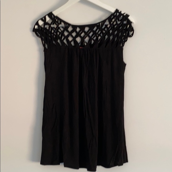 Anthropologie Plenty by Tracy Reese black cage top - Picture 3 of 4